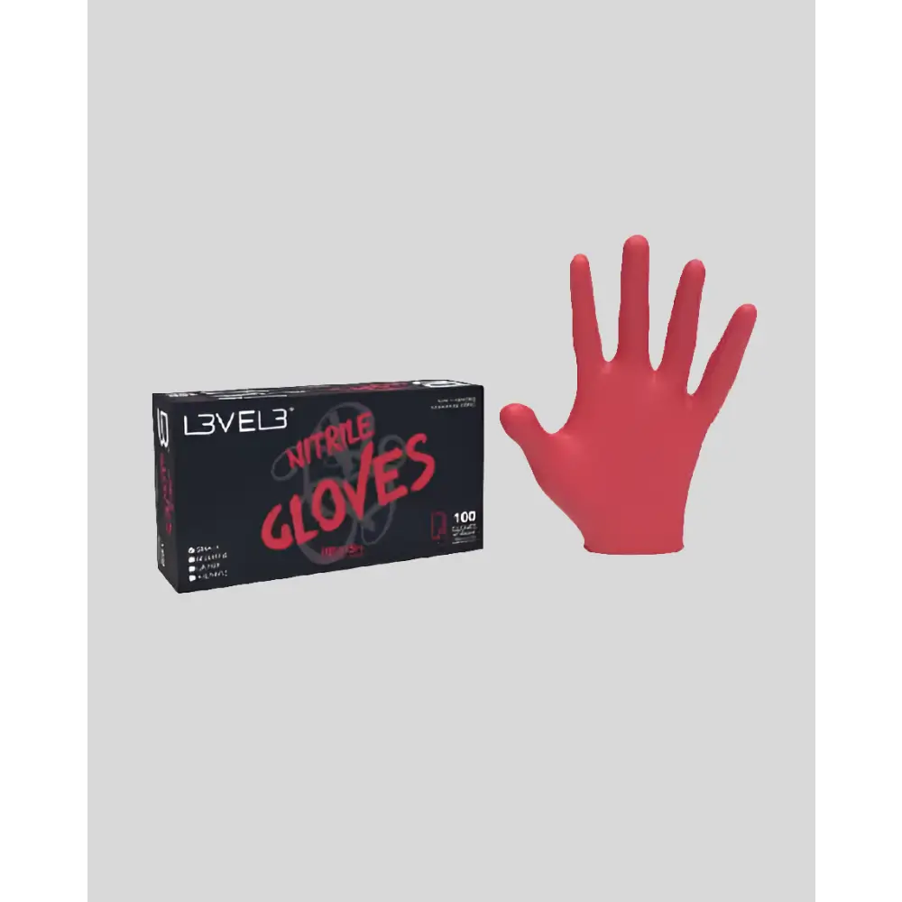 Level 3 Nitrile Gloves Redish- LARGE - D' Mayra Beauty Supply 